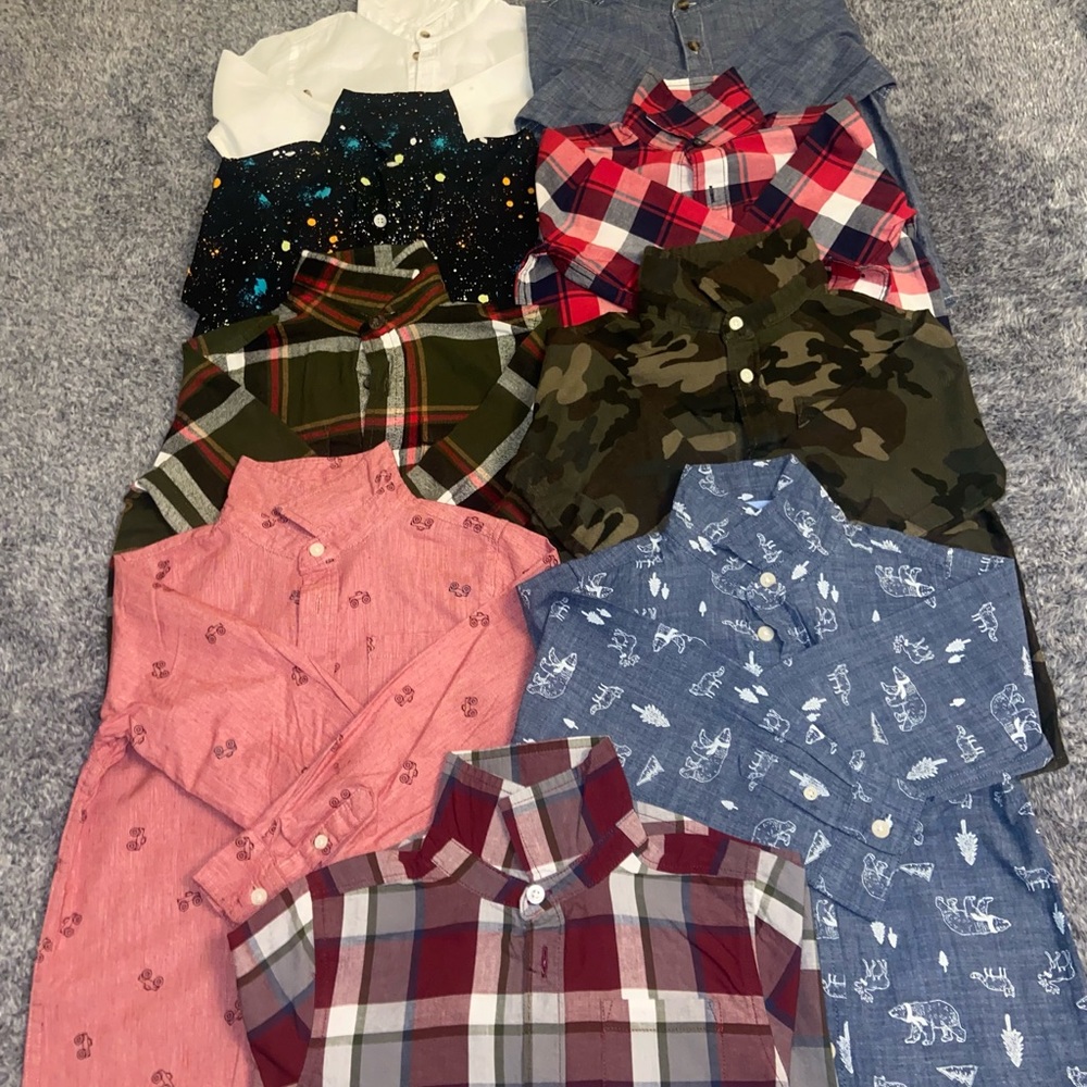 Boys Long Sleeve Button Up Shirts Bundle